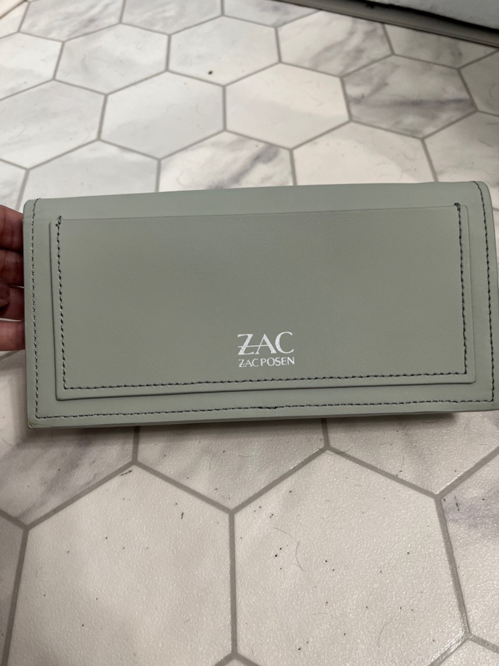 Zac Posen Pale Sage Leather Long Wallet